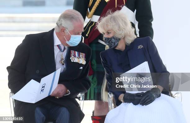 Camilla, Duchess of Cornwall and Prince Charles, Prince of Wales attend the Greek Independence day Military Parade in Syntagma Square on March 25,...