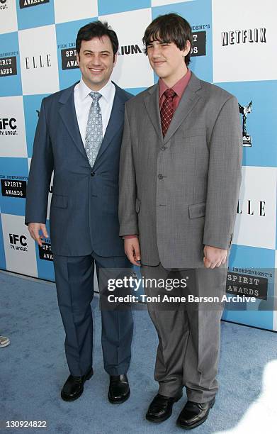 Jimmy Kimmel and Kevin Kimmel during 2007 Film Independent's Spirit Awards - Arrivals at Santa Monica Pier in Santa Monica, California, United States.