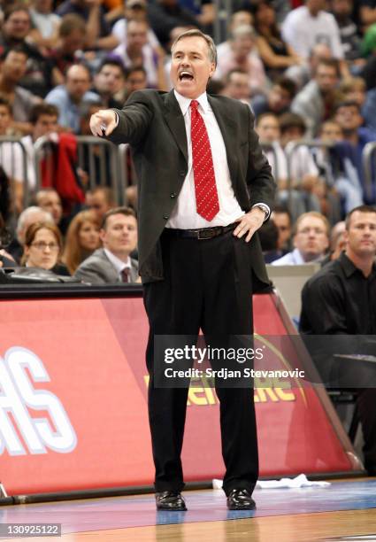 Phoenix Suns head coach Mike D'Antoni, teact, during a NBA Live Tour friendly basketball match between Philadelphia 76ers and Phoenix Suns at the...