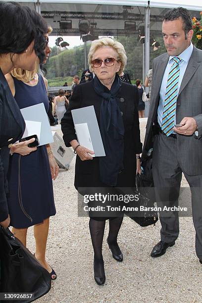 Bernadette Chirac attends the Christian Dior Haute Couture show as part of Paris Fashion Week Fall/Winter 2011 at Musee Rodin on July 5, 2010 in...