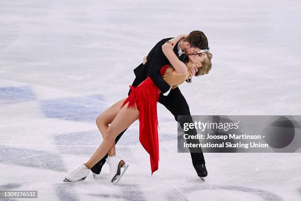 Alexandra Stepanova and Ivan Bukin of FSR compete in the Ice Dance Rhythm Dance during day three of the ISU World Figure Skating Championships at...
