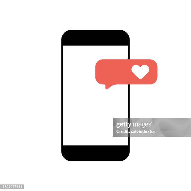 smart phone speech bubble heart shape - couple argument stock illustrations