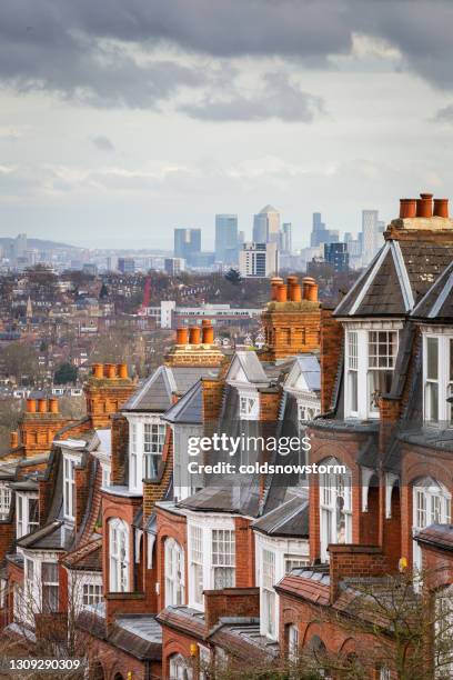 view across city of london from muswell hill - english stock pictures, royalty-free photos & images