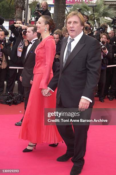 Carole Bouquet & Gerard Depardieu during Cannes 2001 - Apocalypse Now Premiere at Palais des Festivals in Cannes, France.