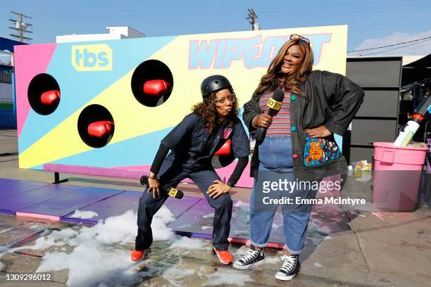 Nischelle Turner and Nicole Byer attend TBS' Wipeout Premiere Event on March 26, 2021 in Los Angeles, California. 902500