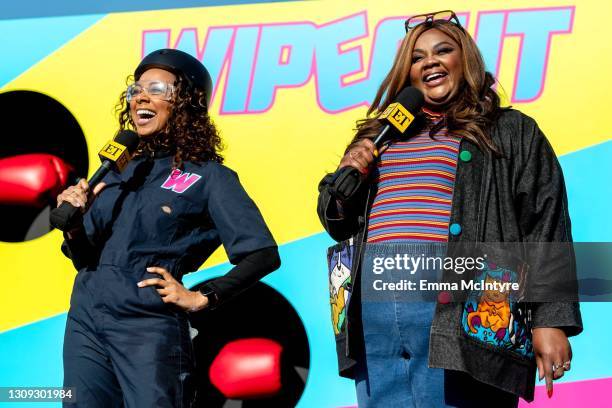 Nischelle Turner and Nicole Byer attend TBS' Wipeout Premiere Event on March 26, 2021 in Los Angeles, California. 902500