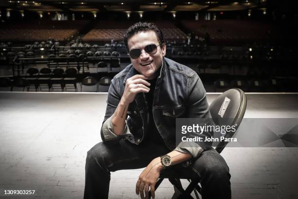 Colombian singer Silvestre Dangond poses for a portrait at The Fillmore Miami Beach on March 26, 2021 in Miami Beach, Florida. Dangond announced he...