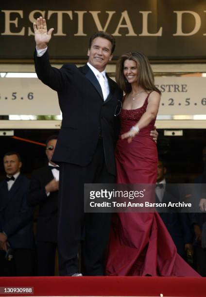 Arnold Schwarzenegger and Maria Shriver during 2003 Cannes Film Festival - "Les Egares" Premiere at Palais Des Festival in Cannes, France.