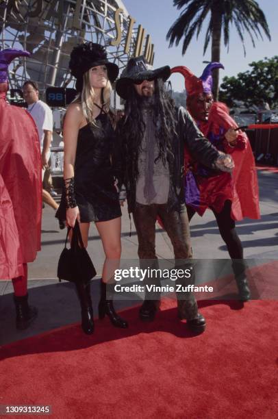 American actress Sheri Moon and her partner, American musician and filmmaker Rob Zombie attend the 15th Annual MTV Video Music Awards, held at...