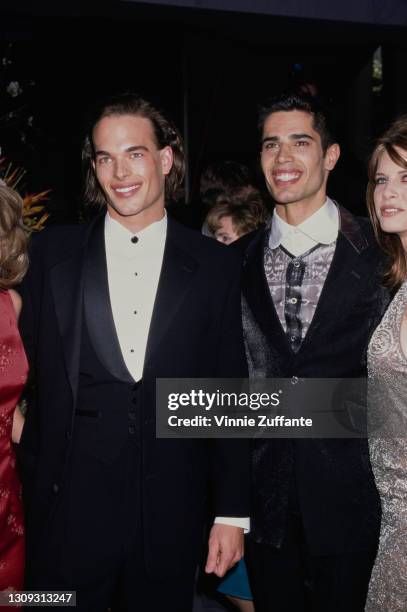 American actor and model Joel West and British-Iranian fashion model Cameron Alborzian attend the 68th Annual Academy Awards at Dorothy Chandler...