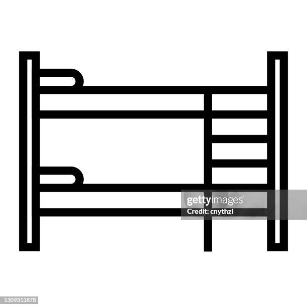 hostel line icon, outline symbol vector illustration - bunk bed stock illustrations