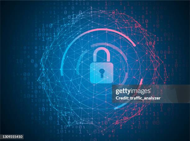 ilustraciones, imágenes clip art, dibujos animados e iconos de stock de fondo de bloqueo técnico abstracto - seguridad de redes