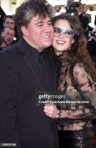 Pedro Almodovar and Paz Vega during Cannes 2002 - Palmares Awards Ceremony - Arrivals at Palais des Festivals in Cannes, France.