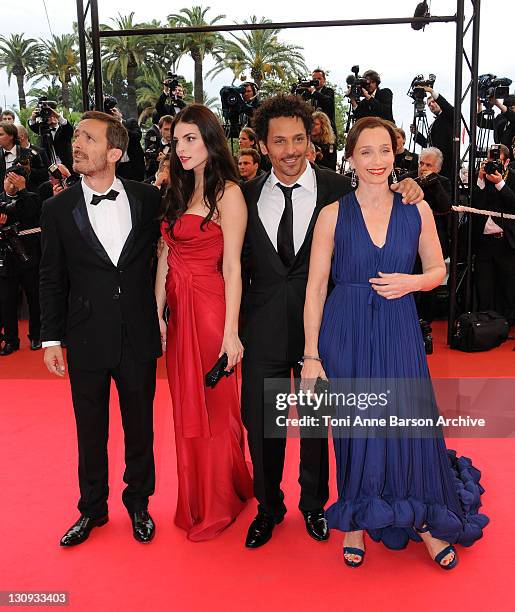 Actor-comedian Tomer Sisley, actress-model Bojana Panic, director Jerome Salle and actress Kristin Scott Thomas attend "Le Silence de Lorna" premiere...