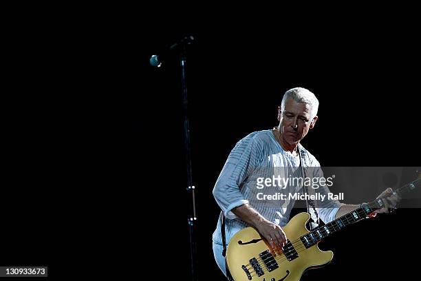 Adam Clayton lead guitarist of Irish Band U2 performs live as part of the 360 Tour at the Cape Town Stadium on February 18, 2011 in Cape Town, South...