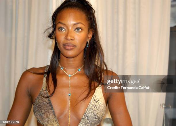 Naomi Campbell during Mercedes-Benz Fashion Week Spring 2004 - Rosa Cha - Naomi Campbell Swimsuit Fitting at Rosa Cha Studio in New York City, New...