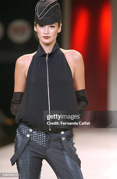 Caroline Ribeiro during Sao Paulo Fashion Week Fall 2003 - Iodice at Bienal Parque do Ibirapuera in Sao Paulo, SP, United States.