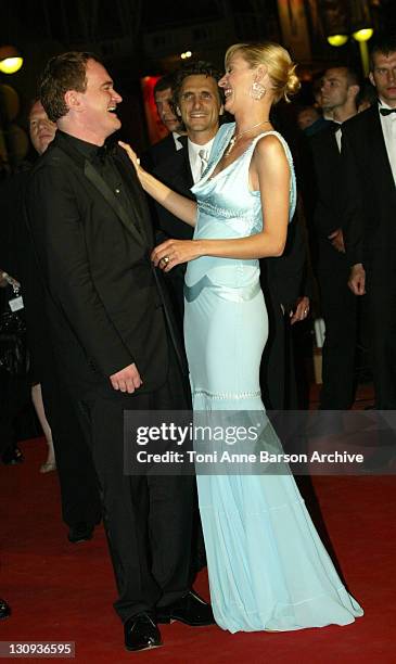 Quentin Tarantino and Uma Thurman during 2004 Cannes Film Festival - "Kill Bill Vol. 2" - Premiere at Palais Du Festival in Cannes, France.