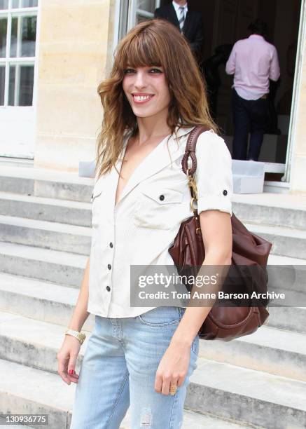 Lou Doillon attends the Christian Dior Haute Couture show as part of Paris Fashion Week Fall/Winter 2011 at Musee Rodin on July 5, 2010 in Paris,...