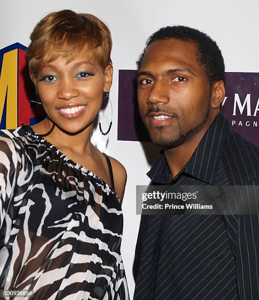 Monica and Atlanta Falcons Allen Rossum during Monica Joins Shaquille ONeal as Co-Host of "The Ultimate Mixer" - An Intimate Evening with Shaq and...