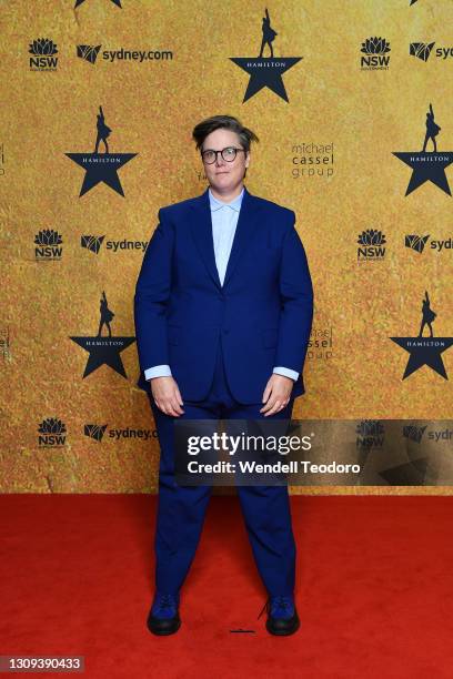 Hannah Gadsby attends the Australian premiere of Hamilton at Lyric Theatre, Star City on March 27, 2021 in Sydney, Australia.