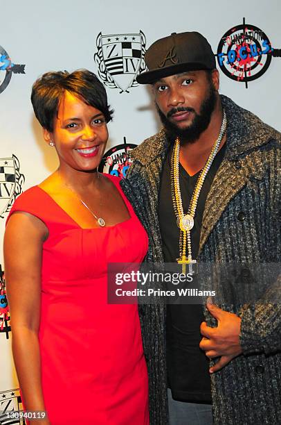 Keisha Lance Bottoms and Polow da Don attend Polow's Zone 4 Carnival & Turkey Giveaway at Ventanas on November 23, 2010 in Atlanta, Georgia.