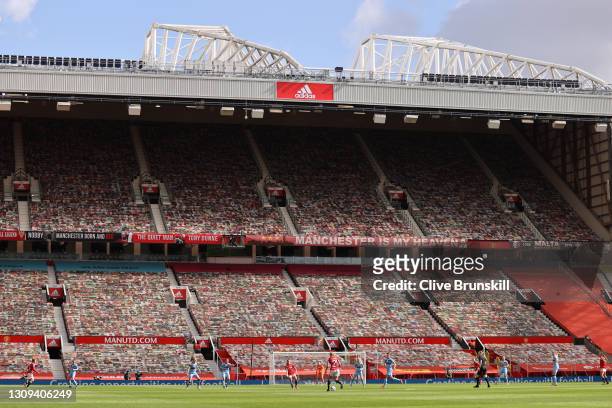 General view inside the stadium during the Barclays FA Women's Super League match between Manchester United Women and West Ham United Women at Old...