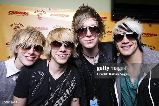 Brian Maddox, Rob Michelsen, Kevin Bard and Clayton Johnson of Stereo Skyline at The Carrera Escape at Cedar Door during SXSW on March 19, 2010 in...