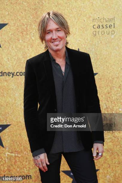 Keith Urban attends the Australian premiere of Hamilton at Lyric Theatre, Star City on March 27, 2021 in Sydney, Australia.