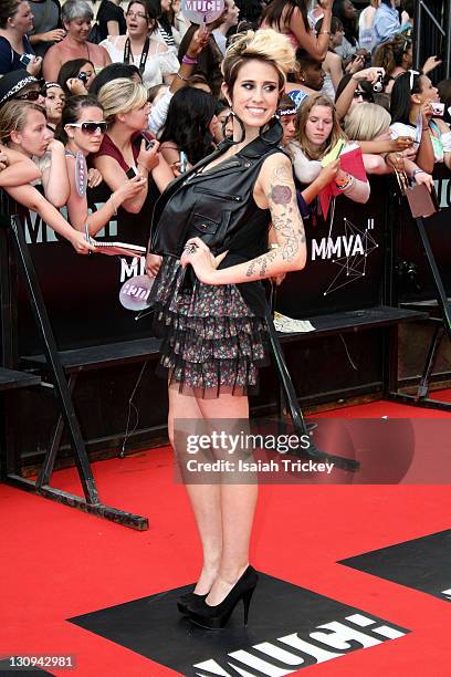 Dev arrives on the red carpet at the 22nd Annual MuchMusic Video Awards at MuchMusic HQ on June 19, 2011 in Toronto, Canada.