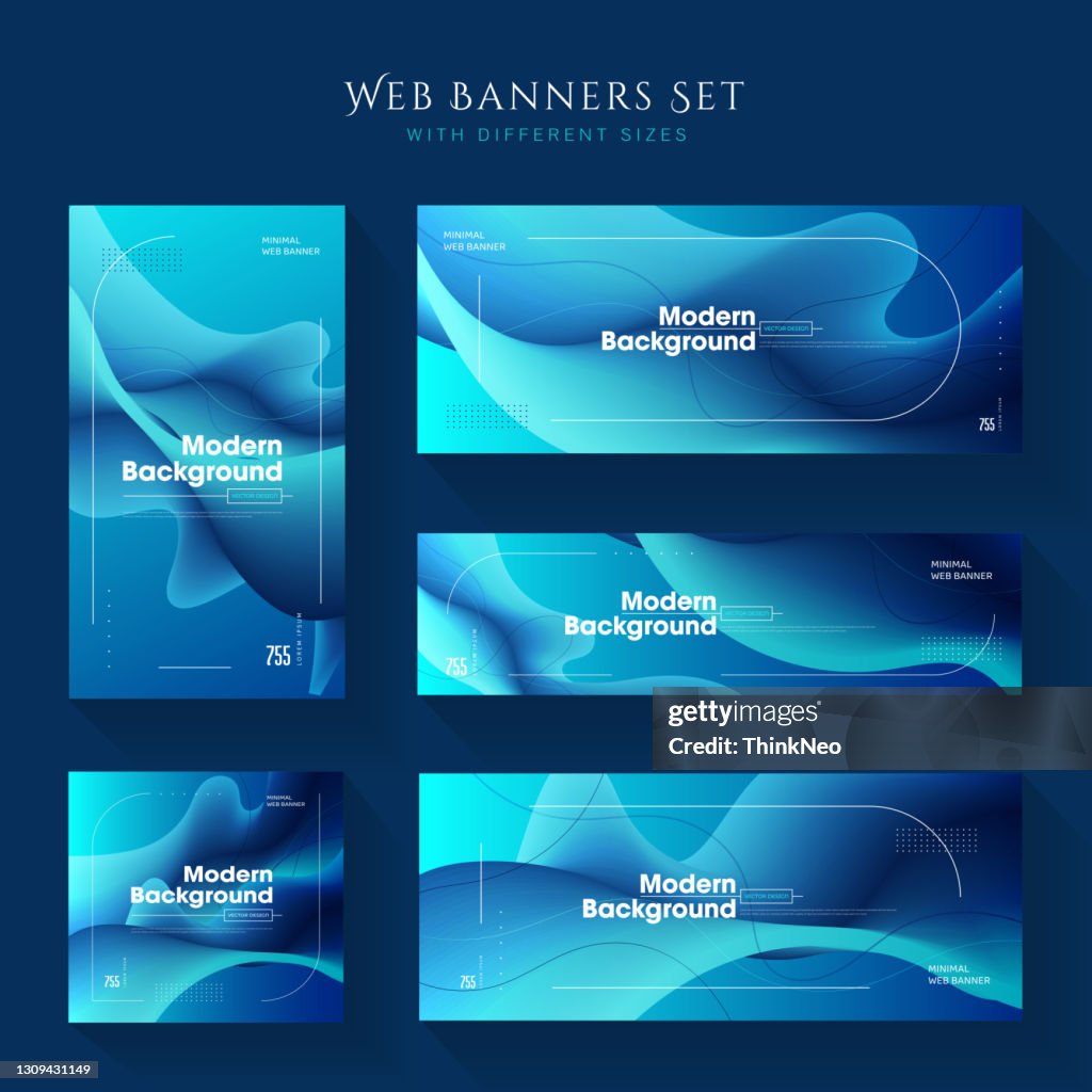Dynamic Style Banner Design Set With Fluid Colorful Gradient Shapes ...