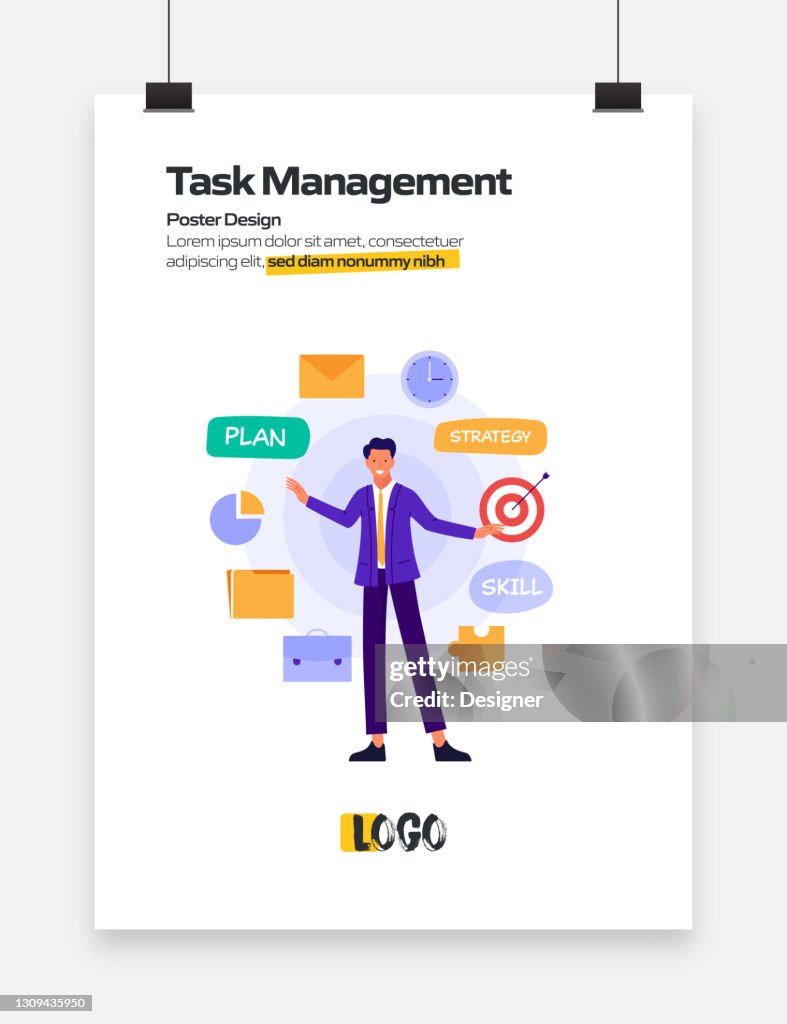 Task Management Concept Flat Design For Posters Covers And Banners ...