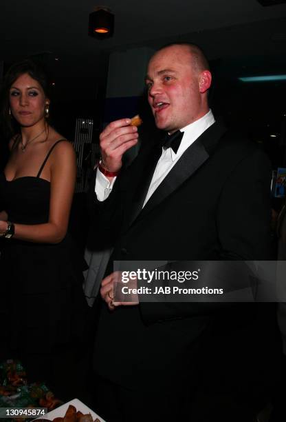 Al Murray tries Pork Farms pork pies at the British Comedy Awards 2007 Gift Lounge at London Television Studios on December 5, 2007 in London,...
