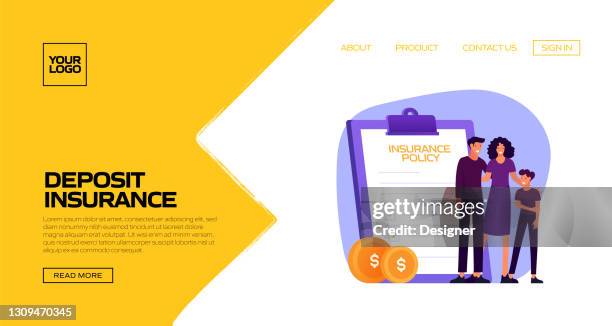 deposit insurance concept vector illustration for landing page template, website banner, advertisement and marketing material, online advertising, business presentation etc. - block form stock illustrations