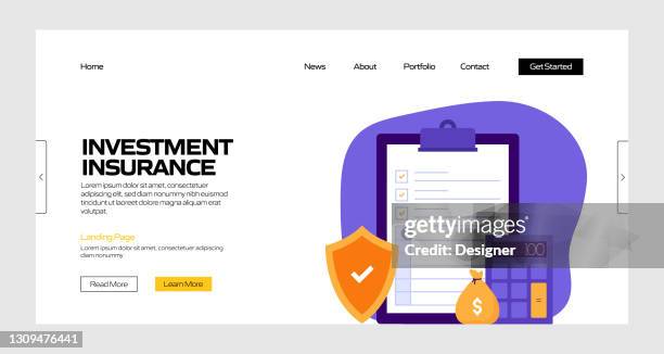 investment insurance concept vector illustration for landing page template, website banner, advertisement and marketing material, online advertising, business presentation etc. - flight delay stock illustrations