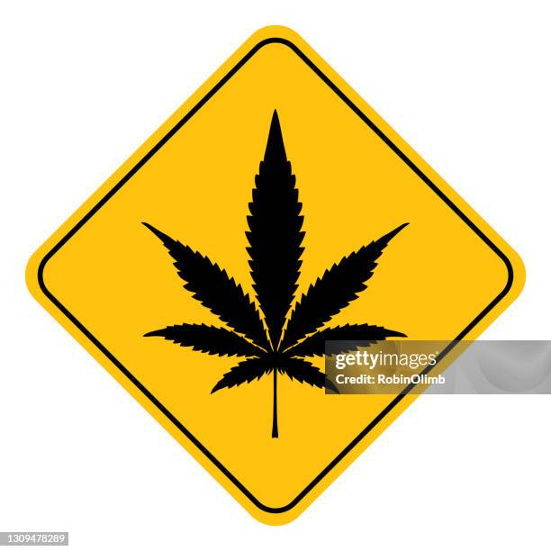 marijuana leaf road sign - marihuana stock illustrations