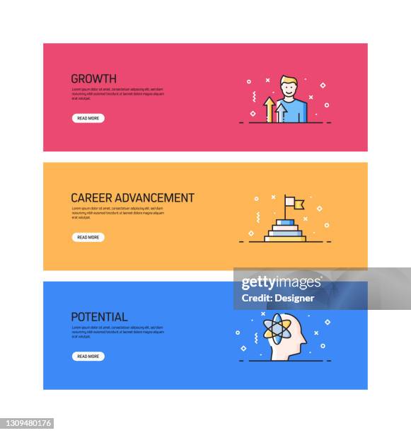 mentoring and training related banner design with icons - teaching assistant stock illustrations