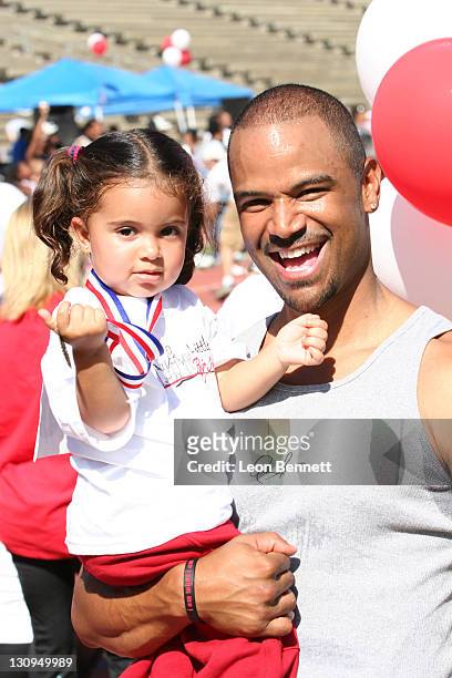 Dondre Whitfield and daughter during B-DADS Presents 3rd Annual "Little Legs With Big Hearts" A Fun Run For Kids To Benefit Children Afflicted With...