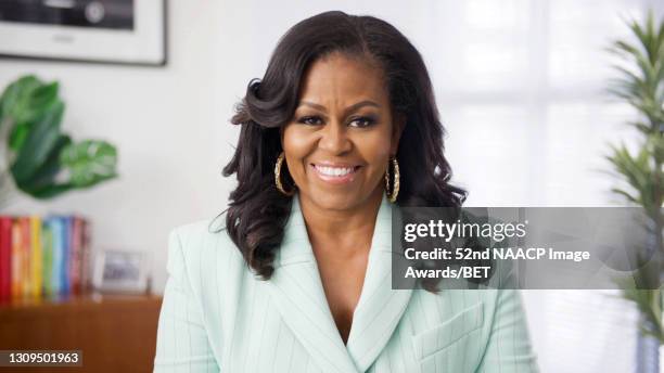 In this screengrab, Michelle Obama presents the Social Justice Impact Award during the 52nd NAACP Image Awards on March 27, 2021.