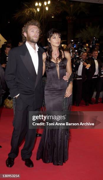 Vincent Cassel & Monica Bellucci during Cannes 2002 - "Irreversible" Premiere at Palais des Festivals in Cannes, France.