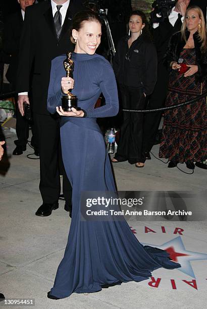 Hilary Swank during 2005 Vanity Fair Oscar Party - Arrivals at Mortons in Los Angeles, California, United States.