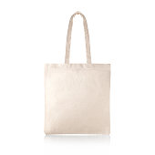 Blank Eco Friendly Beige Colour Fashion Canvas Tote Bag Isolated on White Background. Empty Reusable Bag for Groceries. Clear Shopping Bag. Design Template for Mock-up. Front View.