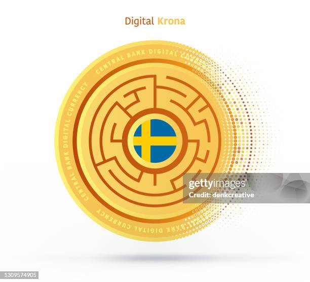 swedish national digital currency - krona stock illustrations