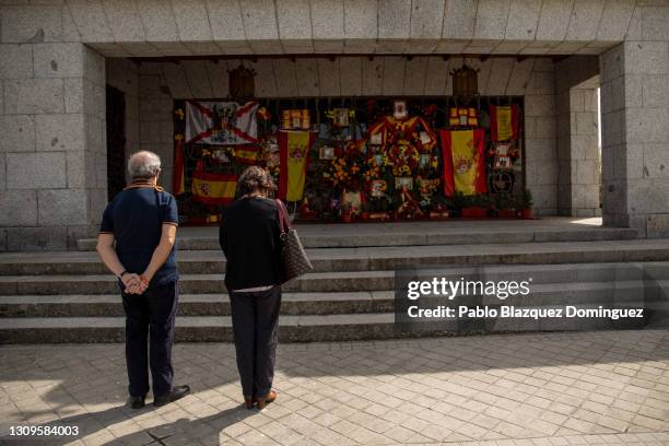 Franco supporters visit the pantheon containing Franco's tomb at El Pardo Mingorrubio cemetery after a gathering of right-wing supporters...