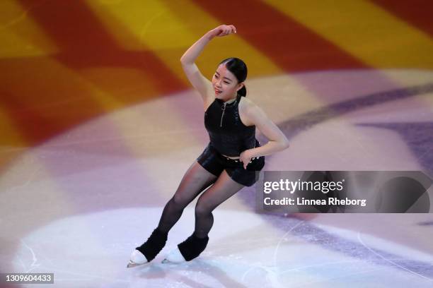 Rika Kihira of Japan performs during the Gala Exhibition during day five of the ISU World Figure Skating Championships at Ericsson Globe on March 28,...