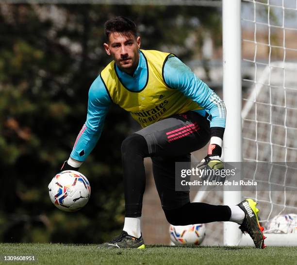 Diego Altube of Real Madrid CF at Valdebebas training ground on March 26, 2021 in Madrid, Spain.