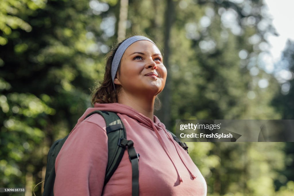 Portrait of a Beautiful Woman Hiker Smiling