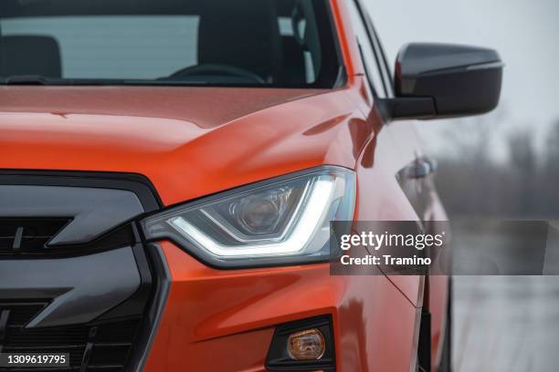 led headlight in a pick-up vehicle - car blinker stock pictures, royalty-free photos & images