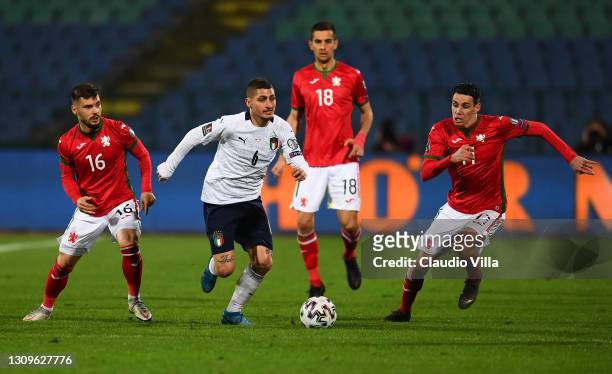 Marco Verratti of Italy in action during the FIFA World Cup 2022 Qatar qualifying match between Bulgaria and Italy on March 28, 2021 in Sofia,...