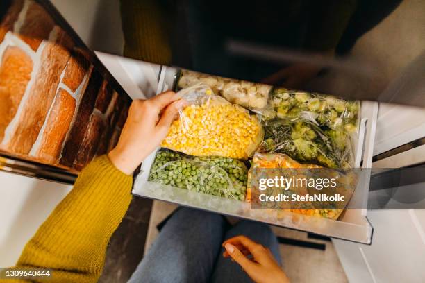 nice separated food in fridge - frozen vegetables stock pictures, royalty-free photos & images